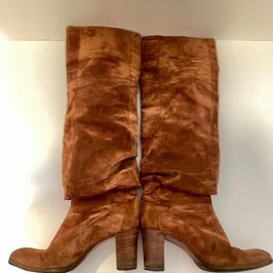 Madras Italian Leather Suede Slouch Heeled Boots Size 36.5. Made in Italy